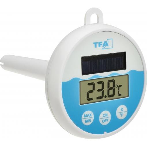 TFA Dostmann Digitales Solar-Poolthermometer bazénový teploměr bílá, tyrkysová 30.1068.02