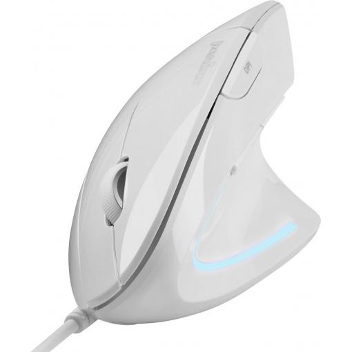 Perixx PERIMICE-513 W optická ergonomická myš, přenos kabelový, 6 tlačítko, 1600 dpi, bílá