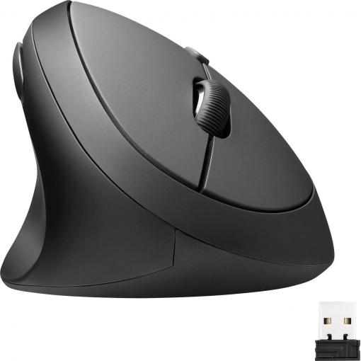 Perixx PERIMICE-719 L optická ergonomická myš, přenos bezdrátový, 6 tlačítko, 800 dpi, 1200 dpi, 1600 dpi, černá