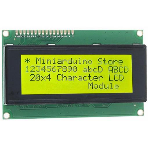 LCD displej 20×4 znaky, žluté podsvícení, HD44780, I2C