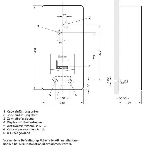 Vaillant VED E 24/8 P VED E 24/8 P průtokový ohřívač A (A+ - F) 24 kW