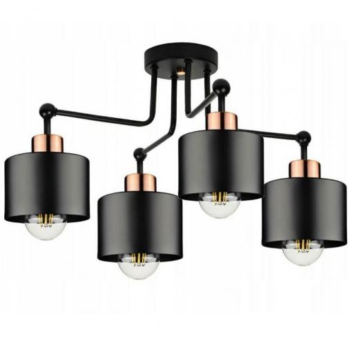 Lustr stropní 4× rameno, hliníkový, E27, 230 V, černý