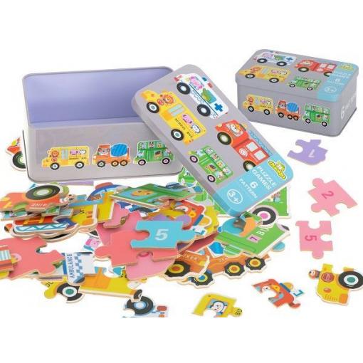 Puzzle auta v plechové krabičce, 30 ks
