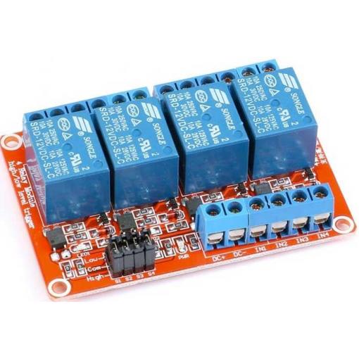 Modul relé 4× s optickým oddělením, 12 V DC, 230 V / 10 A