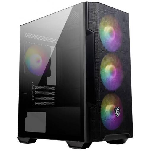 MSI M100R midi tower PC skříň černá 4 předinstalované LED ventilátory, prachový filtr, boční okno