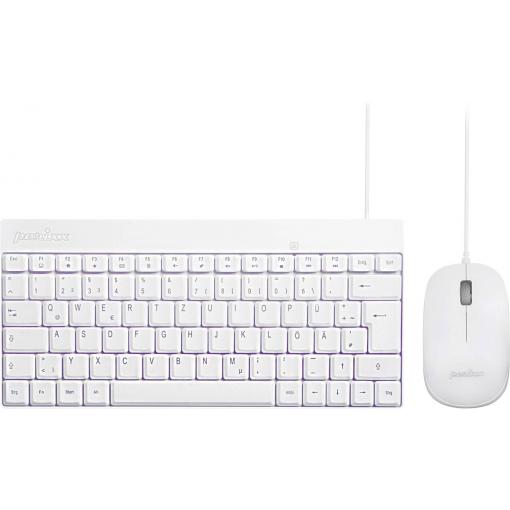 Perixx PERIDUO-212 W kabelový sada klávesnice a myše ergonomická německá, QWERTZ bílá