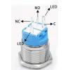 Tlačítko stiskací OFF-ON 22 mm, 250 V / 2 A, červené LED 12-24 V