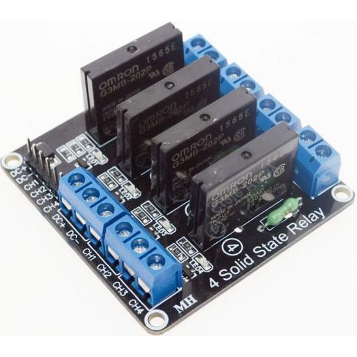 Modul polovodičového relé 4× SSR, 12 V DC, spouštění log. 1