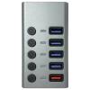 Maxtrack CH10L USB Hub 5 portů USB-A USB 3.0 5 GBit/s lze spínat jednotlivě stříbrnošedá CH10L