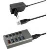 Maxtrack CH10L USB Hub 5 portů USB-A USB 3.0 5 GBit/s lze spínat jednotlivě stříbrnošedá CH10L