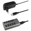 Maxtrack CH10L USB Hub 5 portů USB-A USB 3.0 5 GBit/s lze spínat jednotlivě stříbrnošedá CH10L