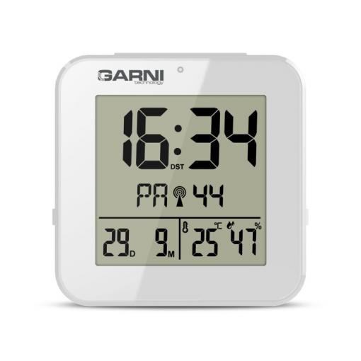 Digitální budík s měřením vnitřní teploty a rel. vlhkosti GARNI 138W