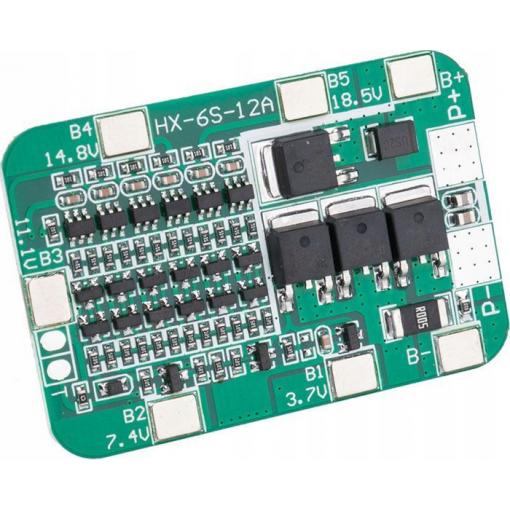 BMS ochranný obvod a balancér 6S Li-Ion 18650, 15 A, 22,2–25,2 V