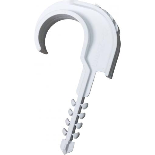 N & L Einzelsteckschelle 25-32mm upevňovací příchytka zástrčný 532STN pro zástrčnou montáž do zdiva, s rozpínací hmoždinkou , UV stabilní světle šedá 50 ks