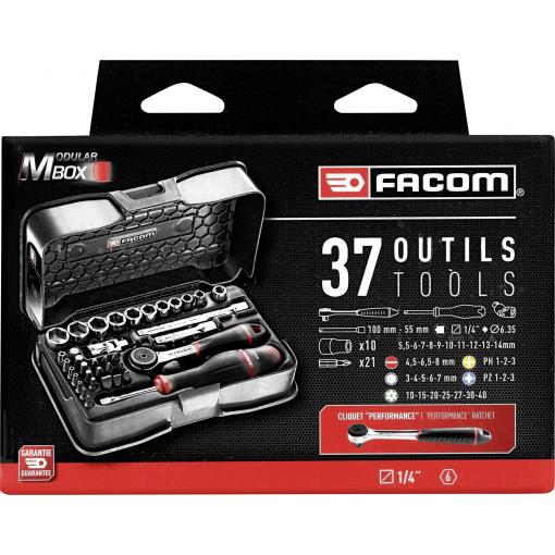 Facom sada GOLA adaptérů/redukcí, 1/4 (6,3 mm), 37dílná, R.161-6P6PB