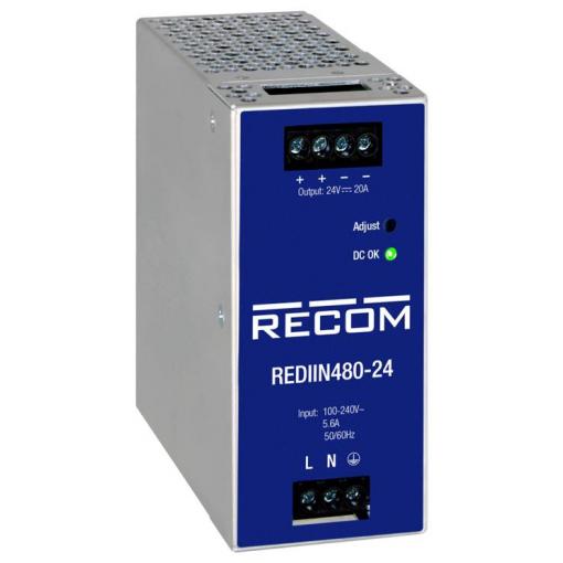 RECOM REDIIN480-48 síťový zdroj na DIN lištu 48 V 10 A 480 W Počet výstupů:1 x Obsah 1 ks