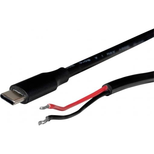Joy-it Joy-IT Strom-Kabel 1 m Schwarz (K-1474) Napájecí kabel [1x USB 2.0 zástrčka C - 1x kabel s otevřenými konci] 1 m černá