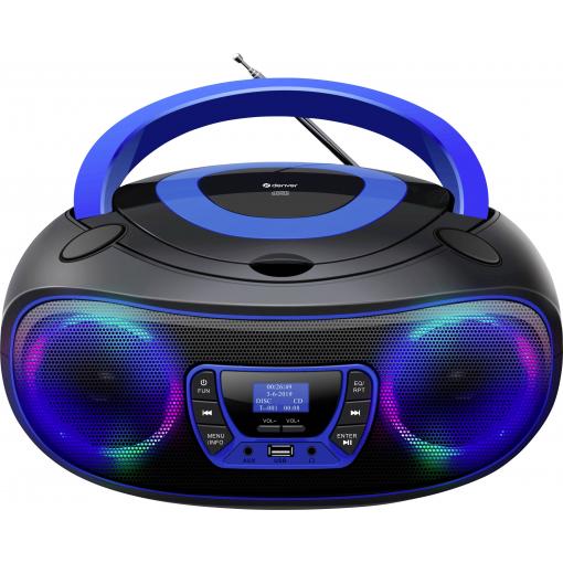 Denver TDB-212BU 111141900030 rádio s CD, DAB+, DAB, FM, AUX, USB, Bluetooth, CD, ambient light, včetně reproduktoru, černá, modrá