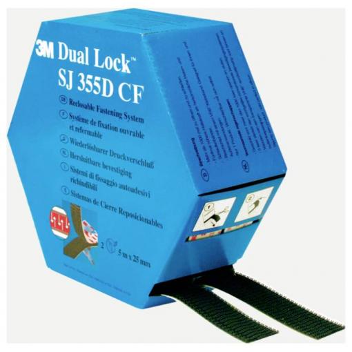 3M Dual Lock SJ355DCF REF pásek se suchým zipem, lepicí, kulaté hlavičky, (d x š) 5000 mm x 25 mm, černá, 1 pár