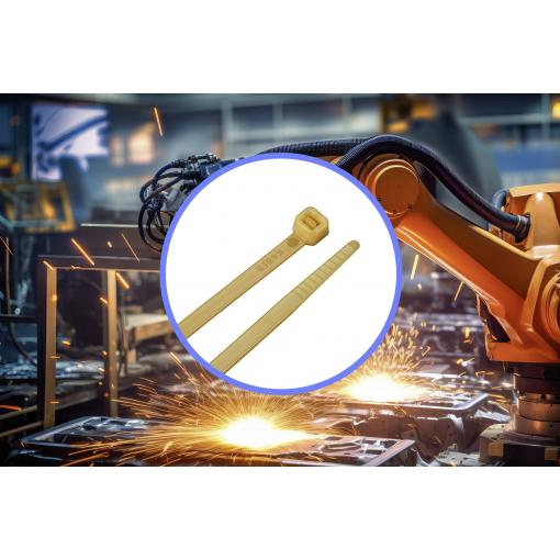 TRU COMPONENTS TC-12523712 stahovací pásky 300 mm 4.8 mm světle hnědá pro použití při vysokých teplotách 100 ks