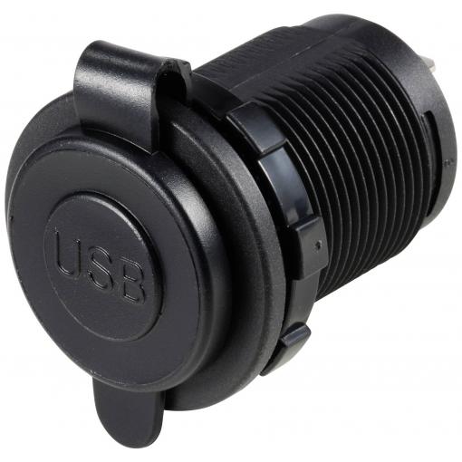 TRU COMPONENTS TC-12114140 USB a + USB C® podsvícená vestavná zásuvka, modrá LED, kulatá Množství: 1 ks