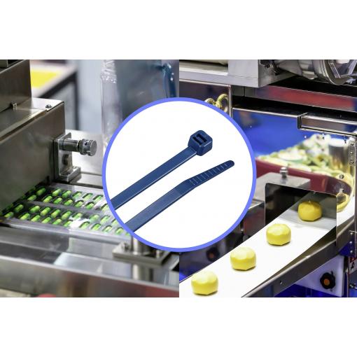 TRU COMPONENTS TC-12533352 stahovací pásky 250 mm 4.8 mm modrá Kov detekovatelný 100 ks