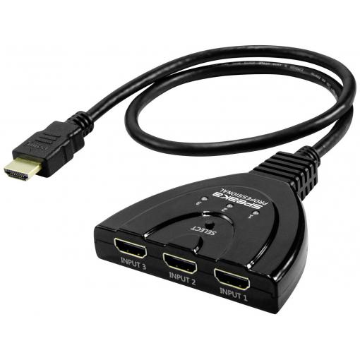 SpeaKa Professional SP-HDSW-200 3 porty HDMI přepínač UHD 7680 x 4320 Pixel