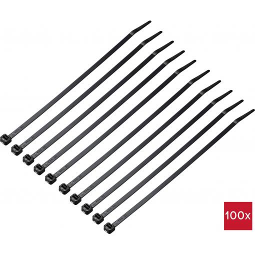 TRU COMPONENTS TC-12533360, stahovací pásky, 4.6 mm, 200 mm, černá, 100 ks