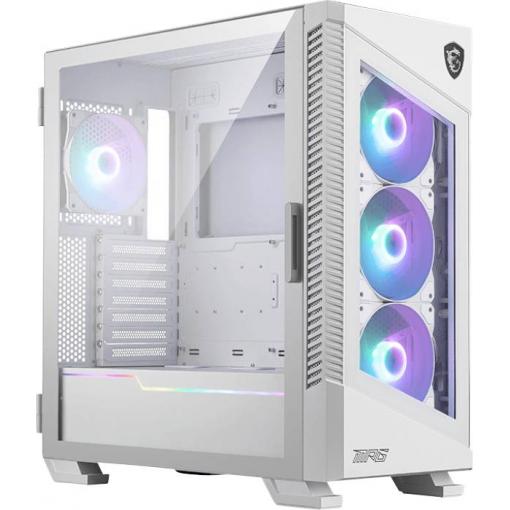 MSI MPG Velox 100R midi tower PC skříň bílá 3 předinstalované LED ventilátory, 1 předinstalovaný LED ventilátor, boční okno, prachový filtr