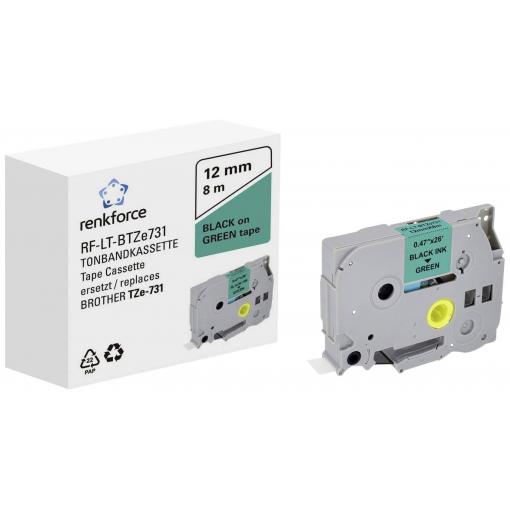 Renkforce RF-LT-BTZe731 kompatibilní náhradní Brother TZe-731 12 mm Barva pásky: zelená Barva písma: černá 8 m