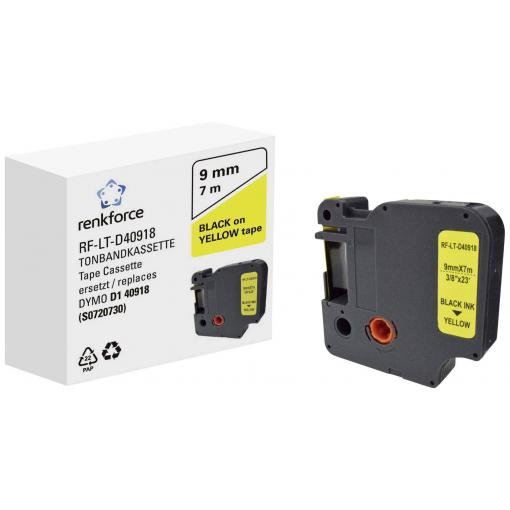 Renkforce RF-LT-D40918 kompatibilní náhradní DYMO D1 - 40918 9 mm Barva pásky: žlutá Barva písma: černá 7 m