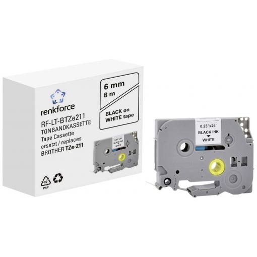 Renkforce RF-LT-BTZe211 kompatibilní náhradní Brother TZe-211 6 mm Barva pásky: bílá Barva písma: černá 8 m