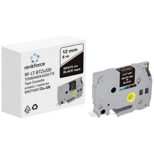 páska do štítkovače Renkforce RF-LT-BTZe335 kompatibilní náhradní Brother TZe-335 12 mm Barva pásky: černá Barva písma: bílá 8 m