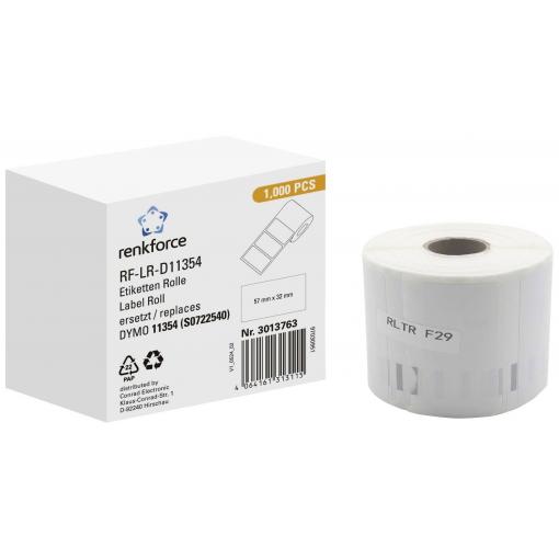 Renkforce etikety v roli kompatibilní náhradní DYMO DYMO 11354, S0722540 57 x 32 mm papír bílá 1000 ks trvalé univerzální etikety RF-6027526