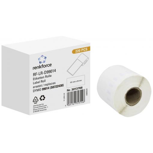 Renkforce etikety v roli kompatibilní náhradní DYMO DYMO 99014 101 x 54 mm papír bílá 220 ks trvalé přepravní štítky RF-6027532
