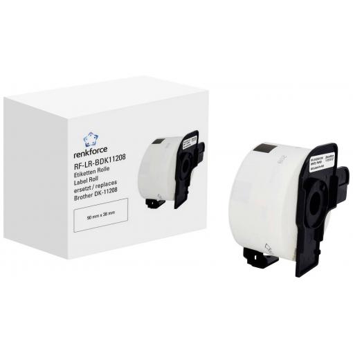 Renkforce etikety v roli kompatibilní náhradní Brother DK-11208 90 x 38 mm papír bílá 400 ks standardní Adresní nálepky RF-6027494