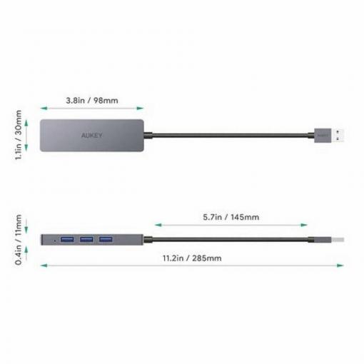 Aukey 4260397843871 USB Hub 4 porty USB-A USB 3.0 5 GBit/s stříbrná CB-H36