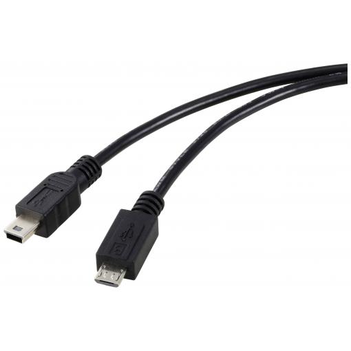 Renkforce USB kabel USB 2.0 USB Micro-B zástrčka, USB Mini-B zástrčka 0.50 m černá RF-5720368