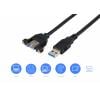Renkforce USB kabel USB 3.0 USB-A zástrčka, USB-A zásuvka 1.00 m černá Pro vestavbu, lze šroubovat RF-5720388