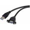 Renkforce USB kabel USB 3.0 USB-A zástrčka, USB-A zásuvka 1.00 m černá Pro vestavbu, lze šroubovat RF-5720388