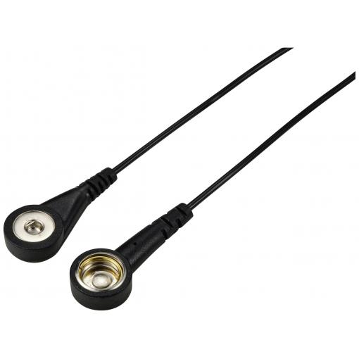 TRU COMPONENTS TC-12356292 ESD zemnicí kabel černá 2.40 m tlačítko 4 mm , tlačítko 10 mm