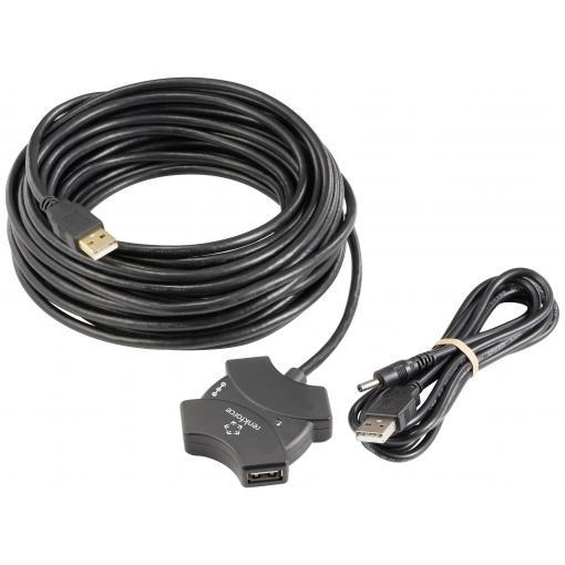 Renkforce RF-6270930 USB Hub 4 porty USB-A USB 2.0 480 MBit/s se zabudovaným repeaterem černá RF-6270930
