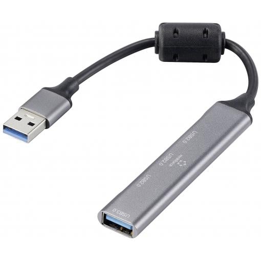 Renkforce RF-6250246 USB Hub 3 + 1 port USB-A USB 2.0 480 MBit/s s hliníkovým krytem černá RF-6250246