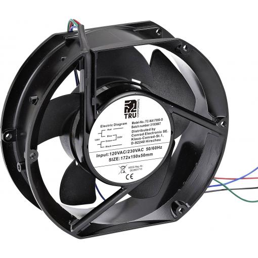TRU COMPONENTS TC-NA17050-D axiální ventilátor, 230 V/AC, 120 V/AC, 310 m³/h, (d x š x v) 172 x 150 x 50 mm, TC-12774668