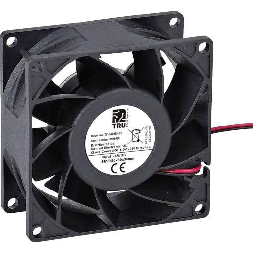 TRU COMPONENTS TC-DA8038-B1 axiální ventilátor, 24 V/DC, 110 m³/h, (d x š x v) 80 x 80 x 38 mm, TC-12774672
