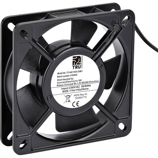 TRU COMPONENTS TC-NA11025-230B1 axiální ventilátor, 230 V/AC, 100 m³/h, (d x š x v) 110 x 110 x 25 mm, TC-12774572