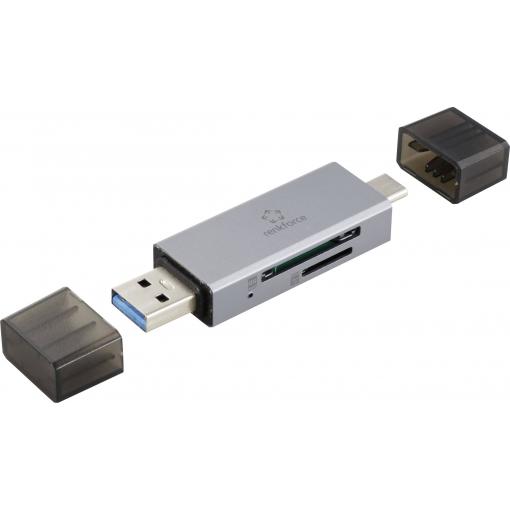 Renkforce RF-PCR-400 externí čtečka paměťových karet USB-A, USB-C® microSD, SD Space Grau