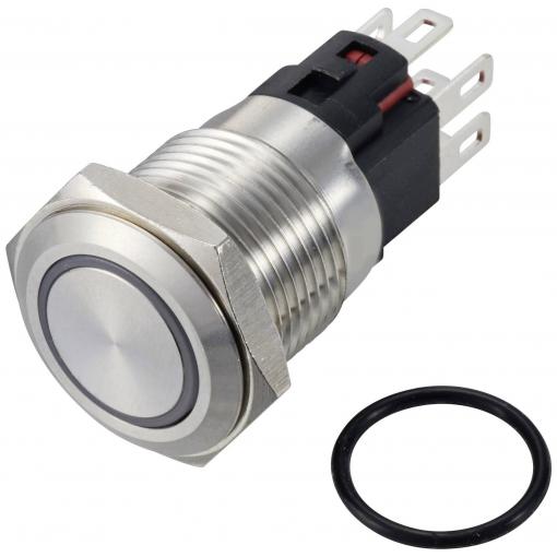 TRU COMPONENTS TC-12647412 tlačítkový spínač 250 V/AC 3 A 1x vyp/(zap) IP65 RGB s aretací nerezová ocel 1 ks