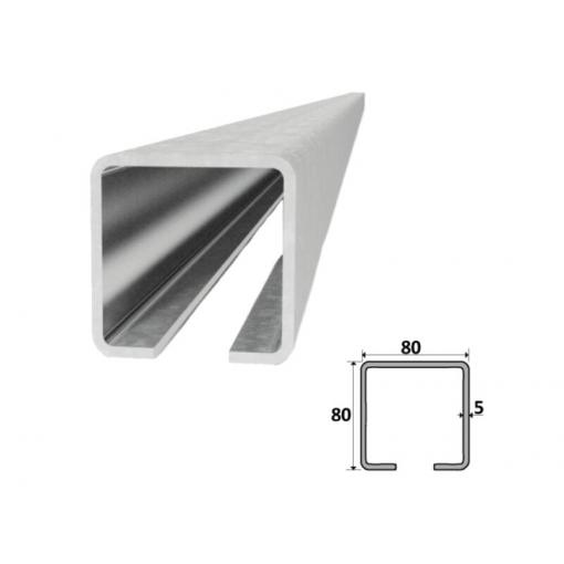 C80Z - pozinkovaný nosný velký C-profil 80x80x5 mm pro samonosné posuvné brány, délka 1m