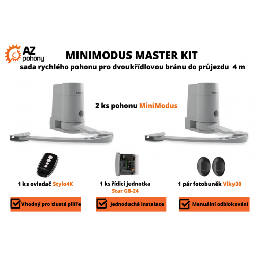 MiniModus Kit - sada rychlých pohonů pro křídlovou bránu do 4 m